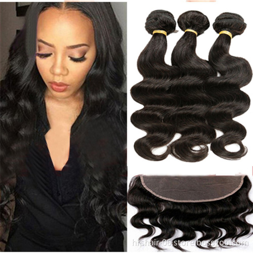 wholesale cheap 100% human bundles remy hair weave 3 bundles with frontal cuticle aligned brazilian hair extention
